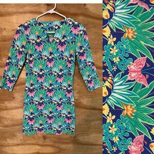 J  McLaughlin 2XS dress sheath Pull On Stretch Long Sleeve  Floral Butterfly
